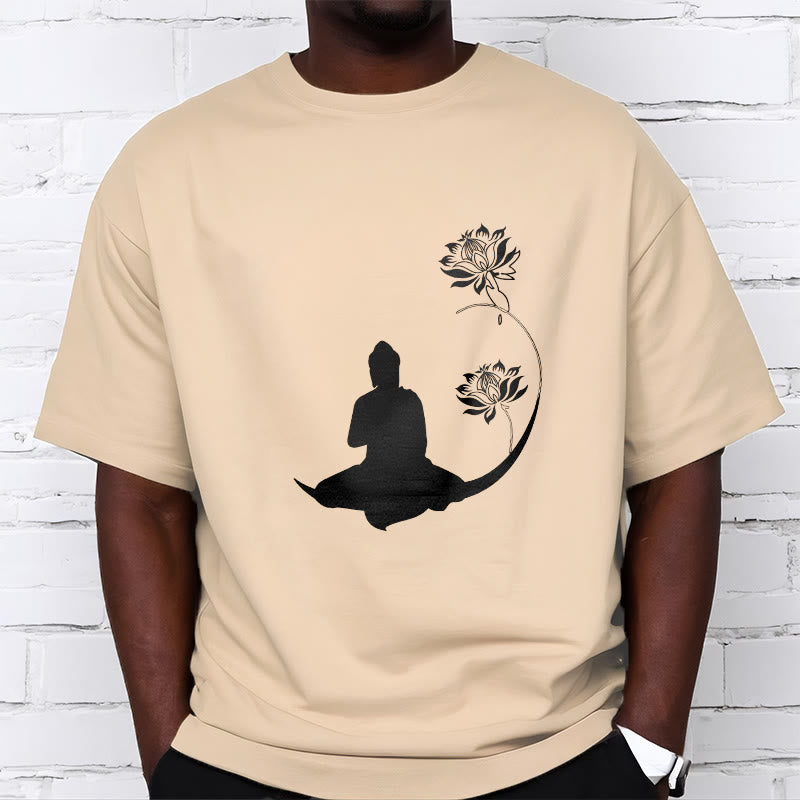 Maglietta con motivo Buddha Stones Buddha seduto con fiori di loto - image 10