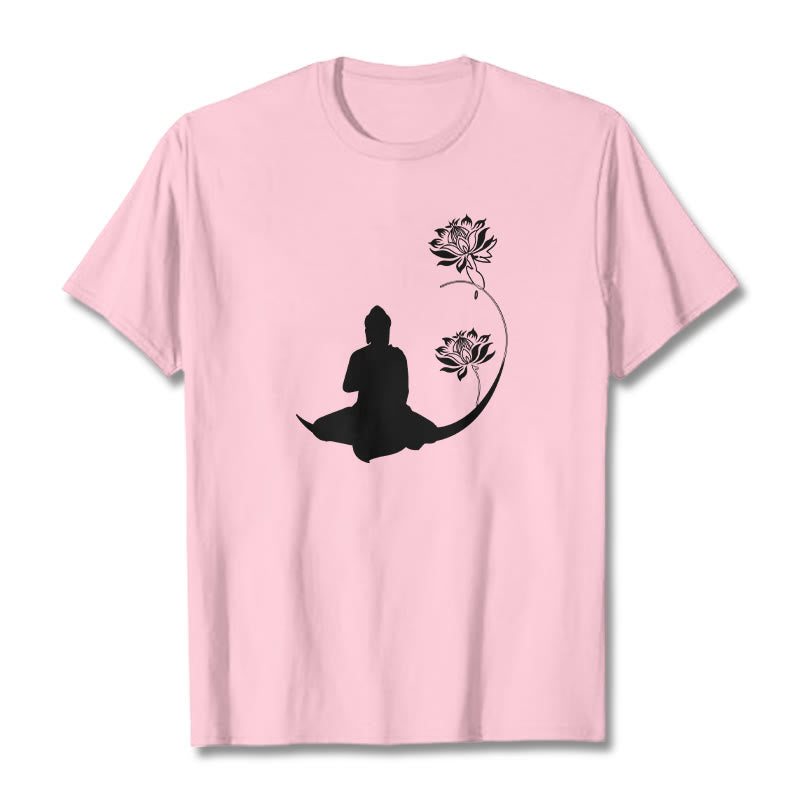 Maglietta con motivo Buddha Stones Buddha seduto con fiori di loto - Rosa chiaro - 2XL - image 13