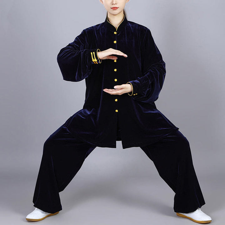 Buddha Stones 2 pezzi autunno inverno Tai Chi Meditazione Qigong Zen Pratica Unisex Velour Peluche Set di abbigliamento - image 14