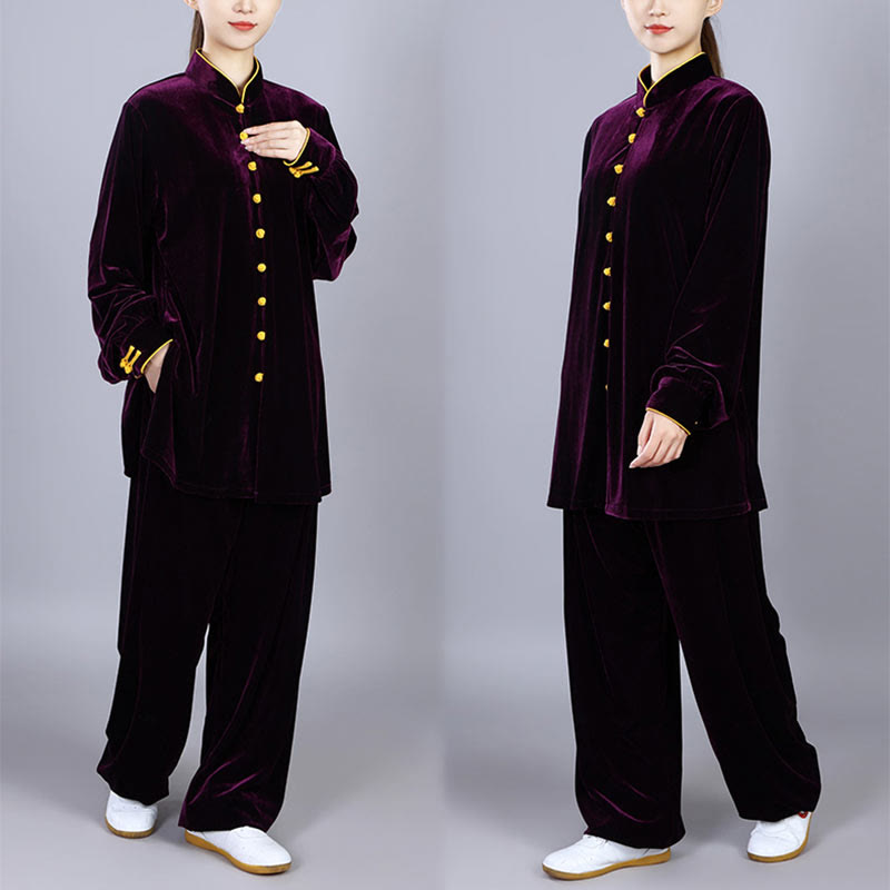 Buddha Stones 2 pezzi autunno inverno Tai Chi Meditazione Qigong Zen Pratica Unisex Velour Peluche Set di abbigliamento - image 18