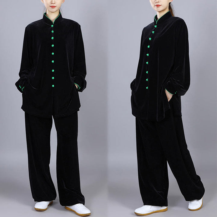 Buddha Stones 2 pezzi autunno inverno Tai Chi Meditazione Qigong Zen Pratica Unisex Velour Peluche Set di abbigliamento - image 1