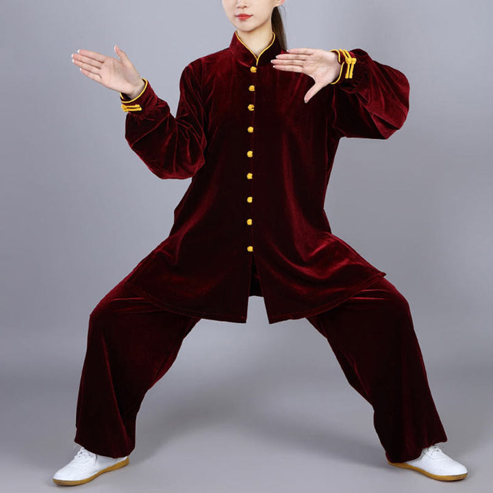 Buddha Stones 2 pezzi autunno inverno Tai Chi Meditazione Qigong Zen Pratica Unisex Velour Peluche Set di abbigliamento - image 8