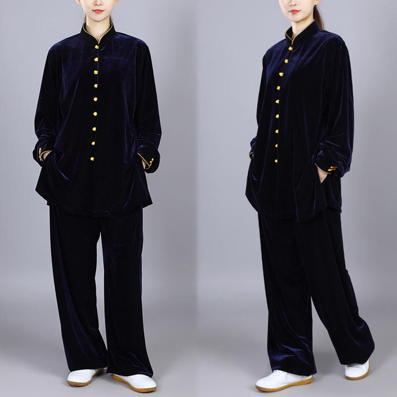 Buddha Stones 2 pezzi autunno inverno Tai Chi Meditazione Qigong Zen Pratica Unisex Velour Peluche Set di abbigliamento - image 15