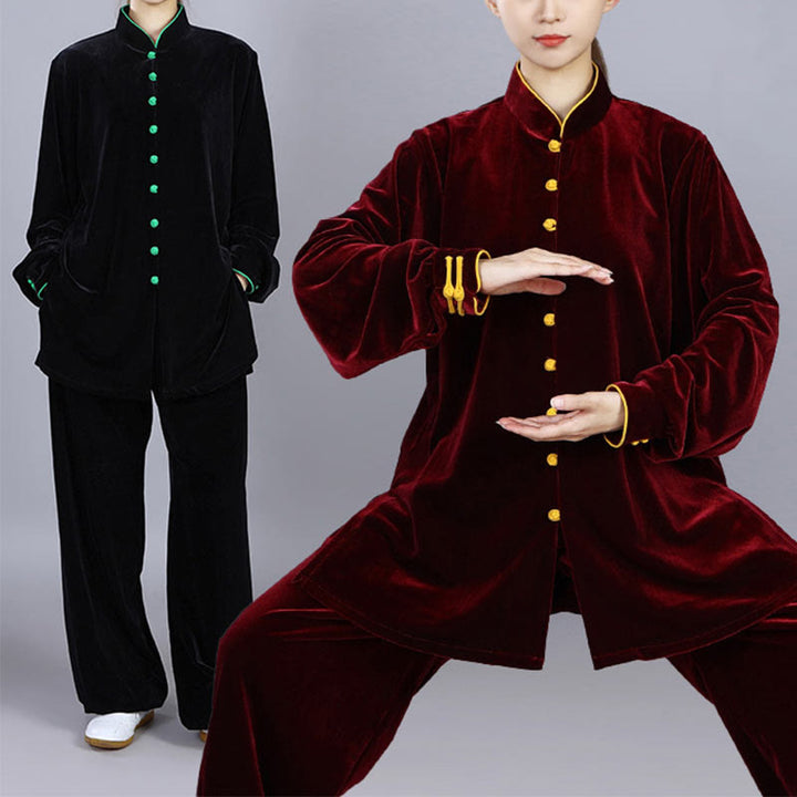 Buddha Stones 2 pezzi autunno inverno Tai Chi Meditazione Qigong Zen Pratica Unisex Velour Peluche Set di abbigliamento - image 20