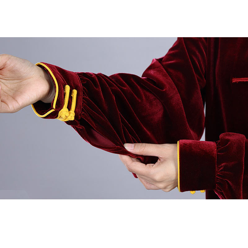 Buddha Stones 2 pezzi autunno inverno Tai Chi Qigong pratica unisex rana-bottoni meditazione velluto abbigliamento set - image 10