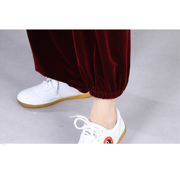 Buddha Stones 2 pezzi autunno inverno Tai Chi Qigong pratica unisex rana-bottoni meditazione velluto abbigliamento set - image 12