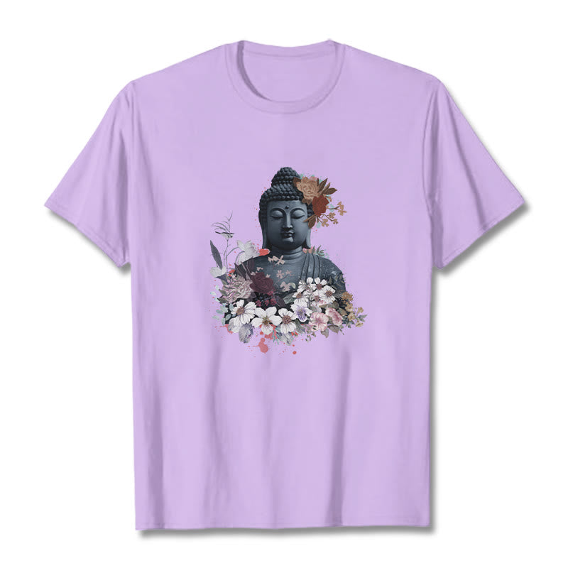 Maglietta con motivo Buddha Stones fiori colorati che circondano Buddha - Prugna - 2XL - image 17