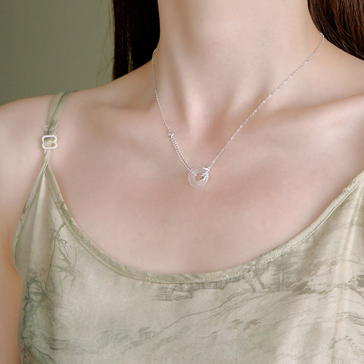 Collana con ciondolo a forma di fibbia della pace con ciondolo a forma di tulipano in argento sterling 925, calcedonio e Buddha Stones