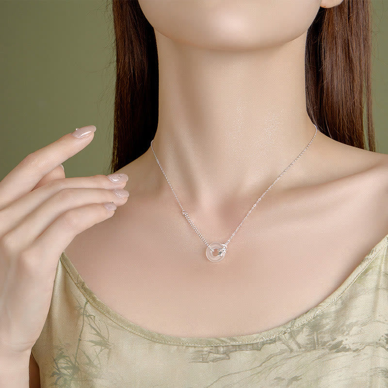 Collana con ciondolo a forma di fibbia della pace con ciondolo a forma di tulipano in argento sterling 925, calcedonio e Buddha Stones