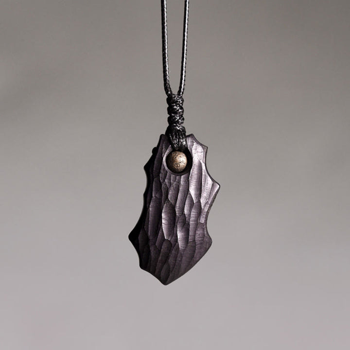 Collana pendente con perline di rame di forma irregolare in legno di ebano Buddha Stones , pace e calma