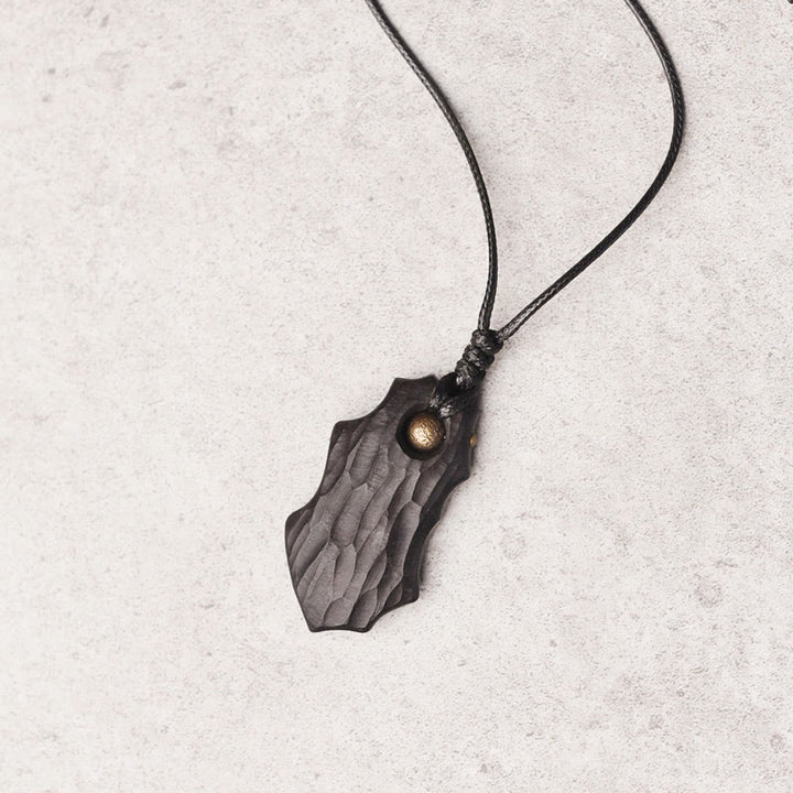 Collana pendente con perline di rame di forma irregolare in legno di ebano Buddha Stones , pace e calma