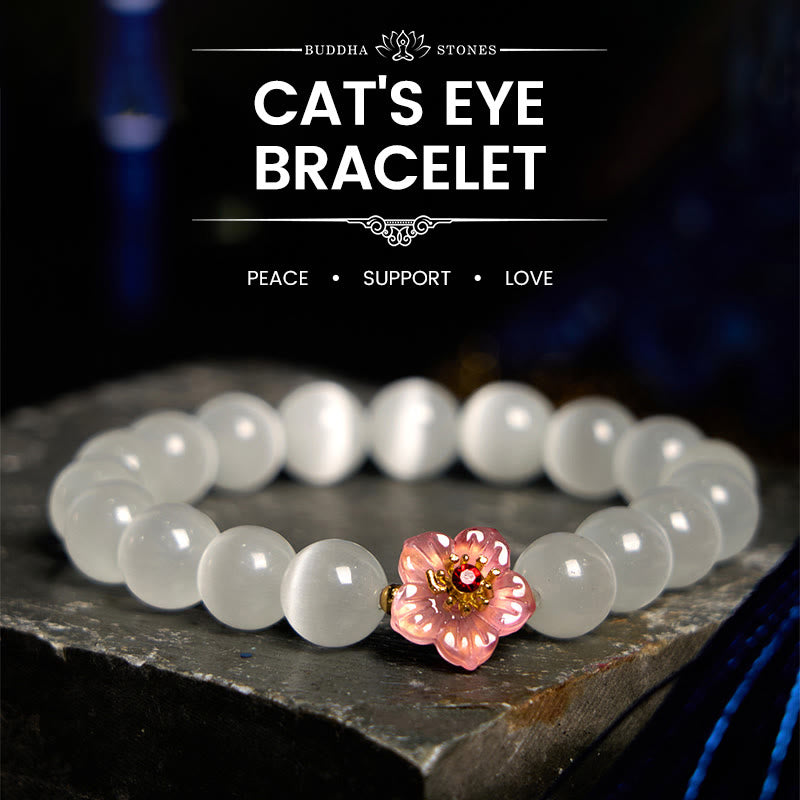 Braccialetto Buddha Stones Cat's Eye Chrysoberyl Flower Love - image 0