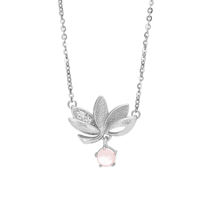 Buddha Stones 925 Sterling Silver Lotus Tieni lontani gli spiriti maligni Collana Pendente - Argento Sterling 925 Oro Bianco Loto - image 9