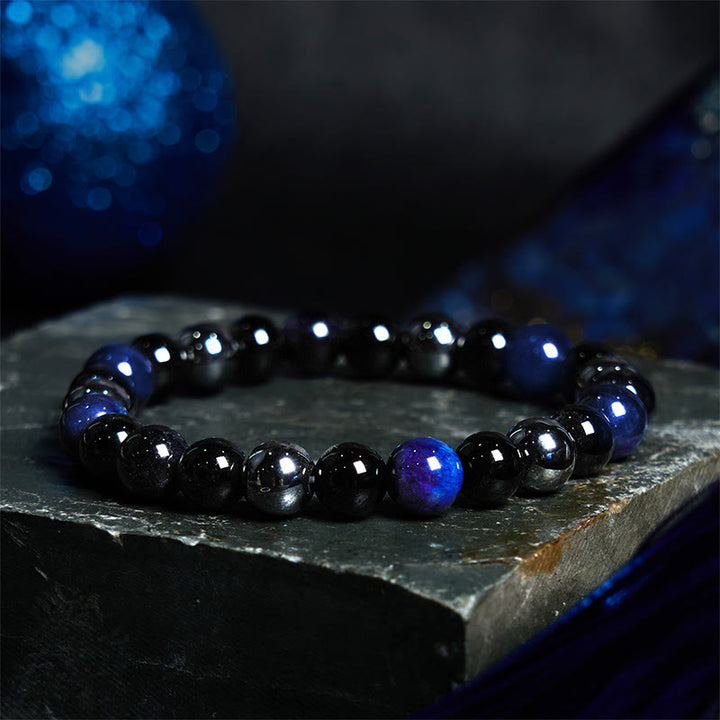 Braccialetto Buddha Stones Naturale Occhio di Tigre Ossidiana Ematite Positivo Potente