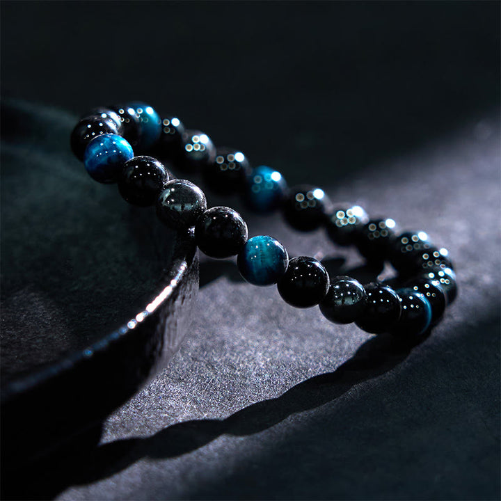 Braccialetto Buddha Stones Naturale Occhio di Tigre Ossidiana Ematite Positivo Potente