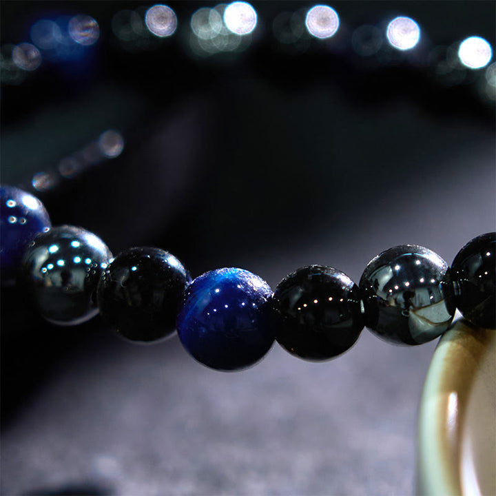 Braccialetto Buddha Stones Naturale Occhio di Tigre Ossidiana Ematite Positivo Potente