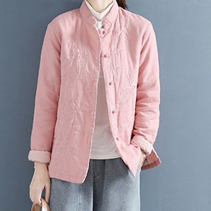 Camicia da donna in lino di cotone a maniche lunghe con motivo floreale retrò Buddha Stones - Rosa - US8-10, UK/AU12-14, EU40-42 (2XL) - image 7
