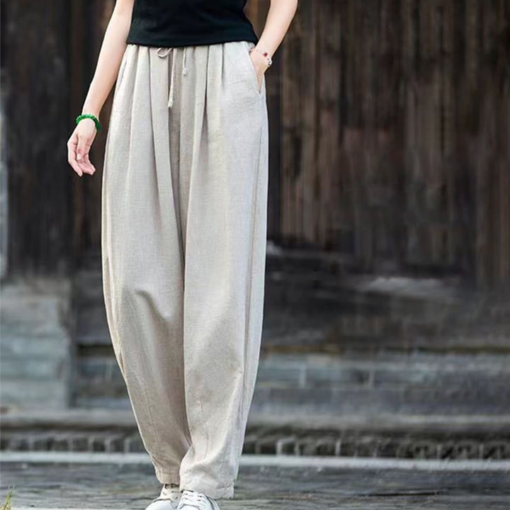 Pantaloni da palestra yoga in cotone semplice Buddha Stones da donna