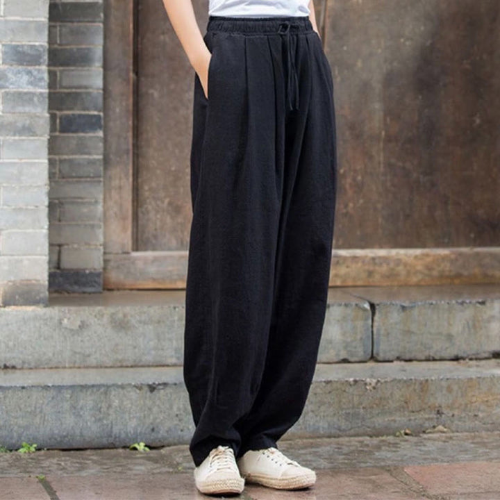 Pantaloni da palestra yoga in cotone semplice Buddha Stones da donna