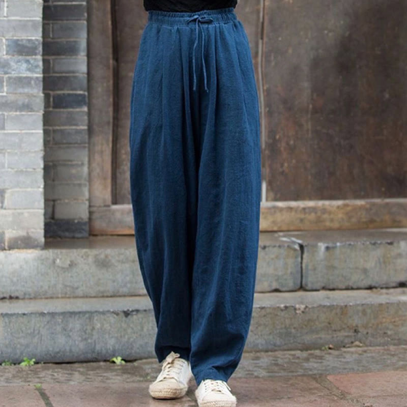 Pantaloni da donna in cotone con motivo semplice Buddha Stones - SteelBlue - US14, UK/AU18, EU46 (4XL) - image 12
