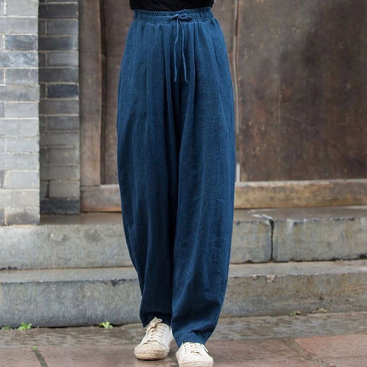 Pantaloni da donna in cotone con motivo semplice Buddha Stones - SteelBlue - US14, UK/AU18, EU46 (4XL) - image 12