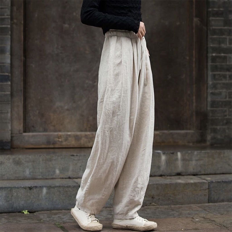 Pantaloni da palestra yoga in cotone semplice Buddha Stones da donna