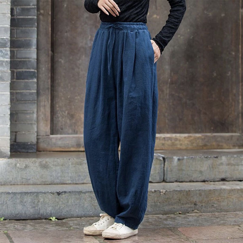 Pantaloni da palestra yoga in cotone semplice Buddha Stones da donna