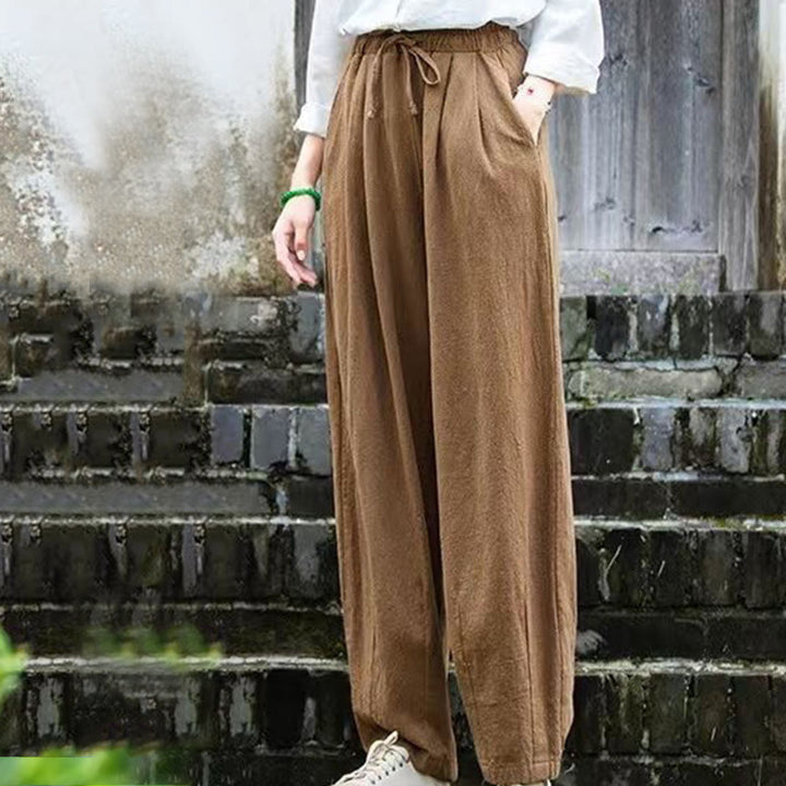 Pantaloni da donna in cotone con motivo semplice Buddha Stones - image 4
