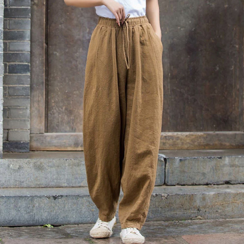 Pantaloni da palestra yoga in cotone semplice Buddha Stones da donna