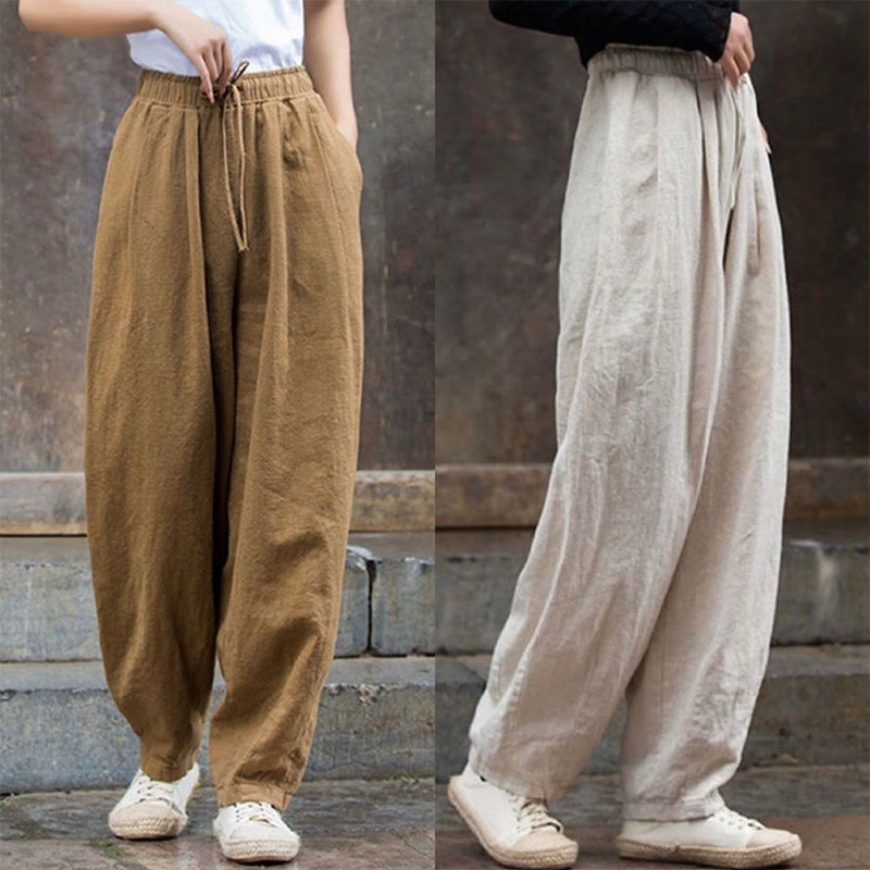 Pantaloni da donna in cotone con motivo semplice Buddha Stones - image 1