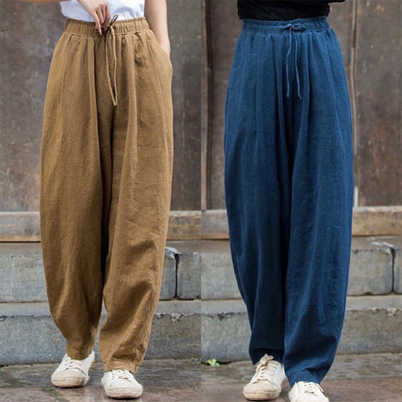 Pantaloni da palestra yoga in cotone semplice Buddha Stones da donna