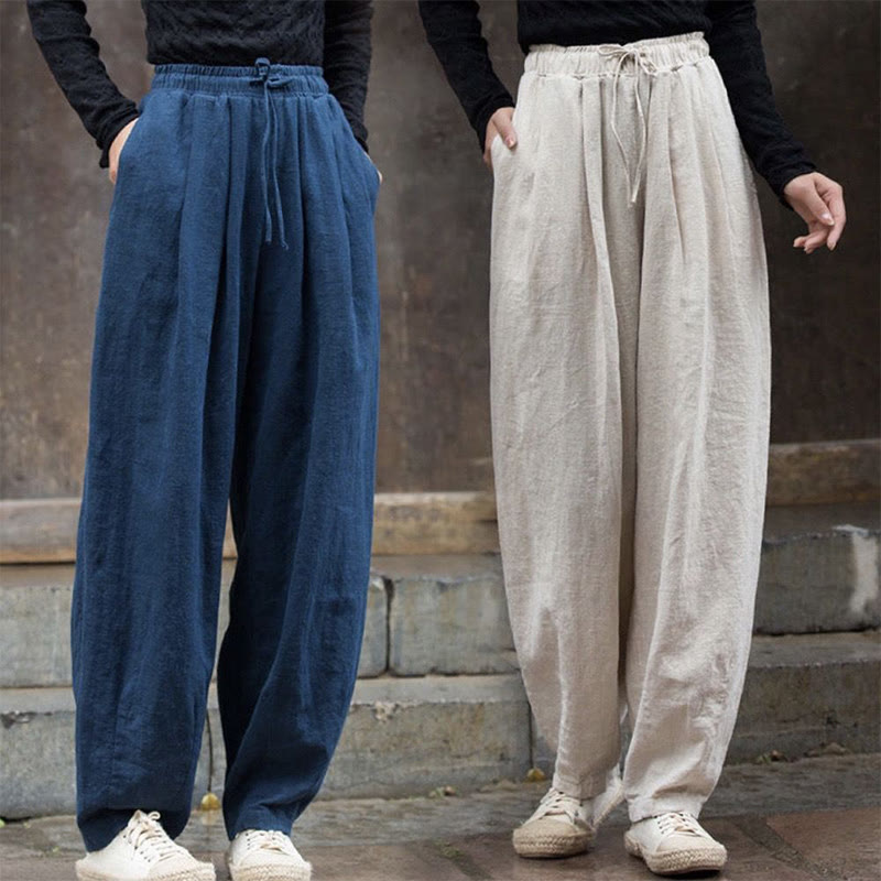Pantaloni da palestra yoga in cotone semplice Buddha Stones da donna