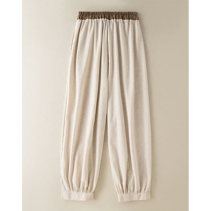 Pantaloni harem da donna in cotone con coulisse e tasche Buddha Stones - image 1