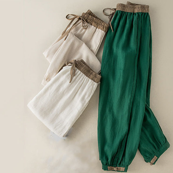 Pantaloni harem da donna in cotone con coulisse e tasche Buddha Stones - image 9