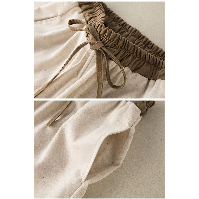 Pantaloni harem da donna in cotone con coulisse e tasche Buddha Stones - image 3