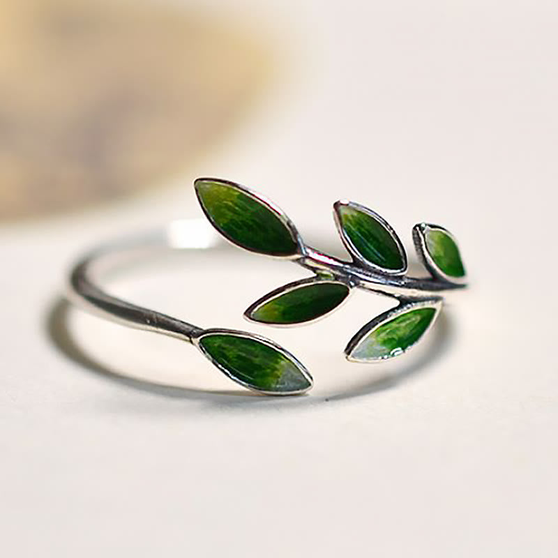 Anello regolabile Buddha Stone Leaves Copper Wealth