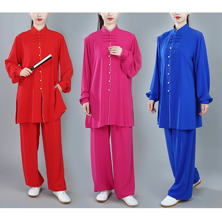 Buddha Stones 2 pezzi autunno tinta unita rana-bottone Tai Chi meditazione Qigong Zen pratica unisex cotone abbigliamento set