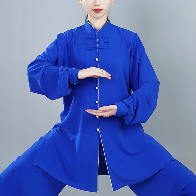 Buddha Stones 2 pezzi autunno tinta unita rana-bottone Tai Chi meditazione Qigong Zen pratica unisex cotone abbigliamento set