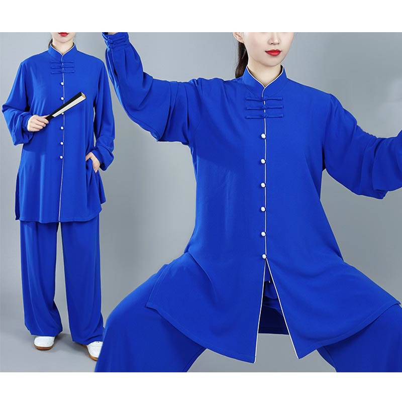 Buddha Stones 2 pezzi autunno tinta unita rana-bottone Tai Chi meditazione Qigong Zen pratica unisex cotone abbigliamento set