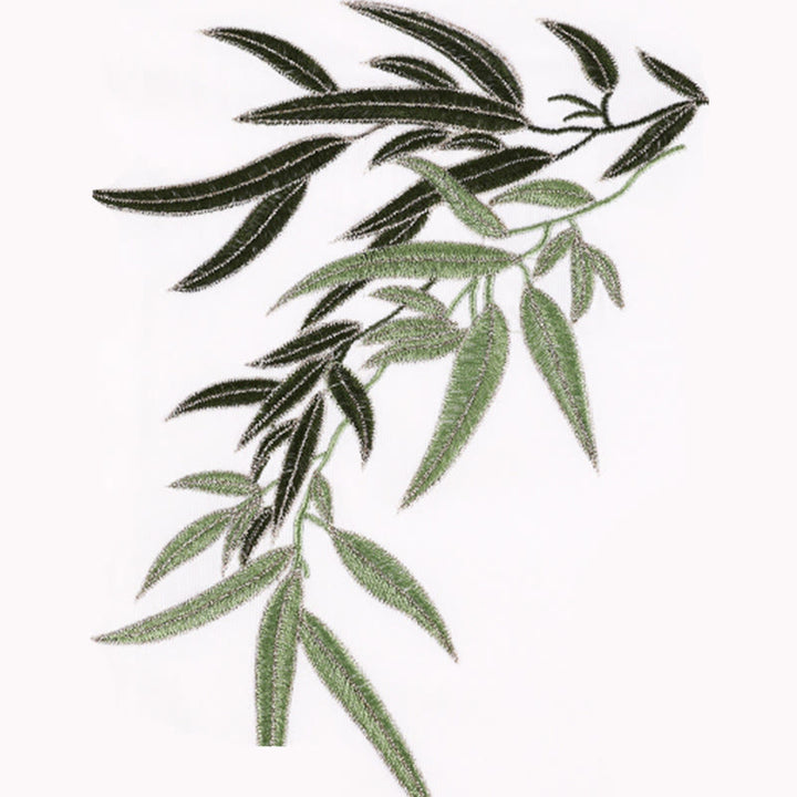 Buddha Stones 2 pezzi Foglie di bambù verde autunnale Ricamo Rana-bottone Tai Chi Meditazione Qigong Zen Pratica Set di abbigliamento unisex in cotone - image 5