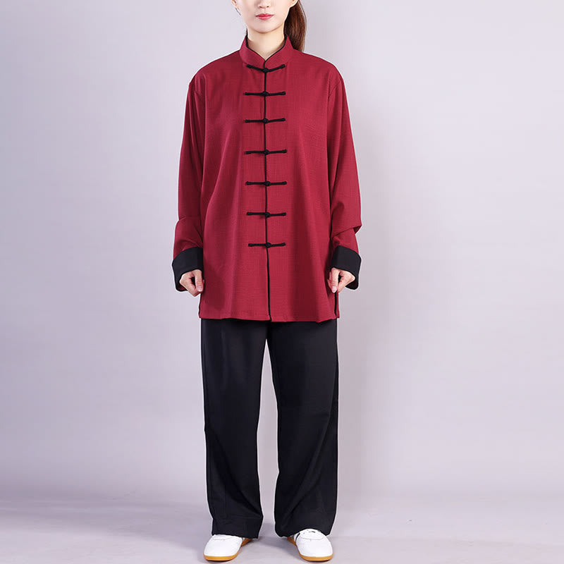 Buddha Stones 2 pezzi autunno inverno rana-bottone Tai Chi meditazione Qigong Zen pratica unisex cotone lino abbigliamento set - image 5