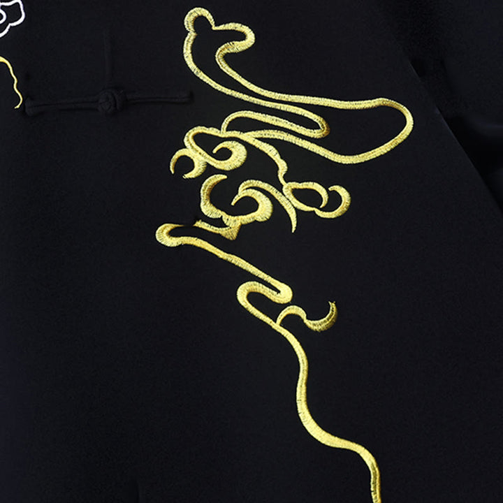 Buddha Stones 2 pezzi ricamo autunnale drago rana-bottone Tai Chi meditazione Qigong Zen pratica unisex cotone abbigliamento set - image 5