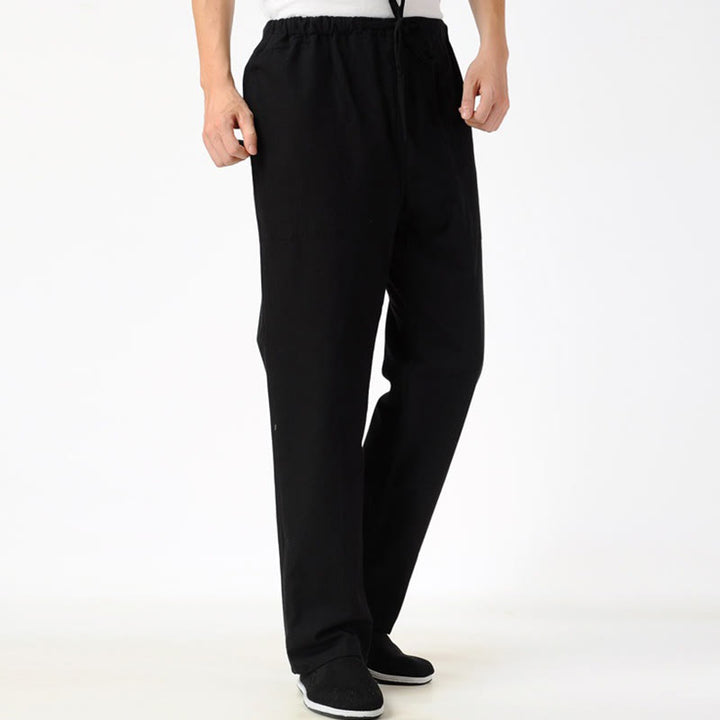 Pantaloni da uomo con coulisse e tasche Buddha Stones Fall Solid Color - Nero - US/UK/AU44, EU54 (4XL) - image 3