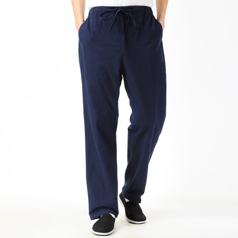 Pantaloni da uomo con coulisse e tasche Buddha Stones Fall Solid Color - image 1