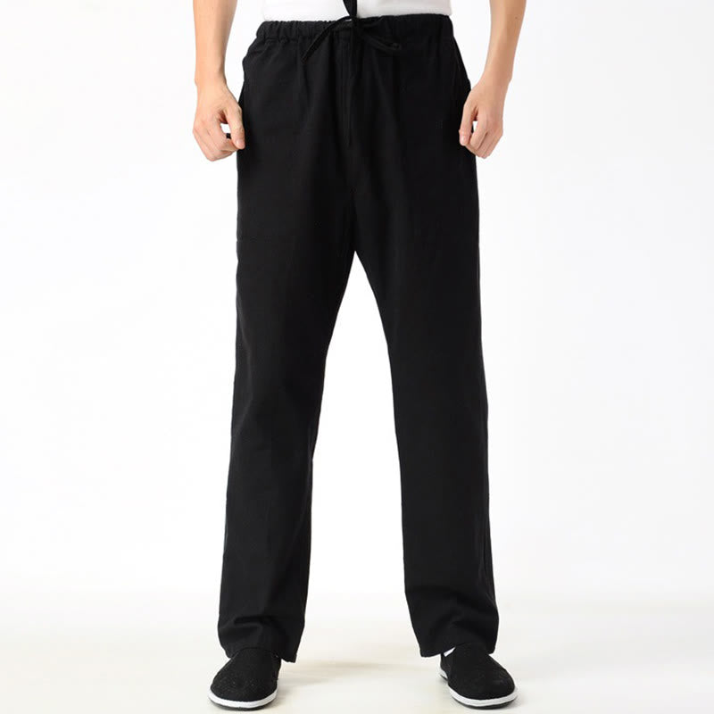 Pantaloni da uomo con coulisse e tasche Buddha Stones Fall Solid Color - image 4