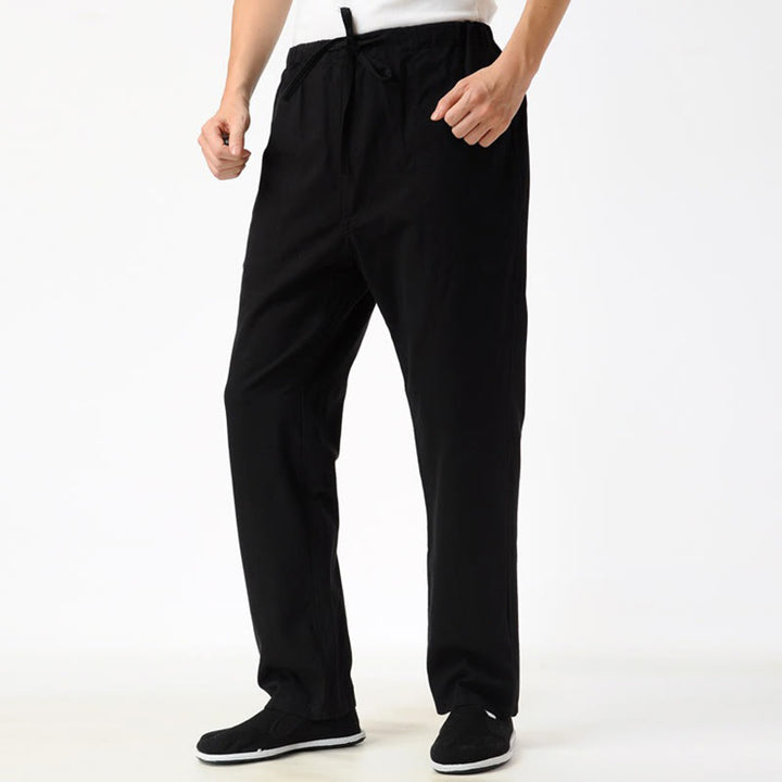 Pantaloni da uomo con coulisse e tasche Buddha Stones Fall Solid Color