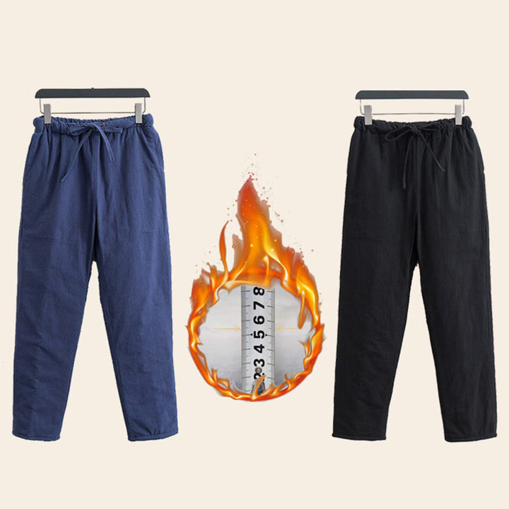 Pantaloni da uomo in pile di cotone con coulisse e tasche, modello Buddha Stones Winter Solid
