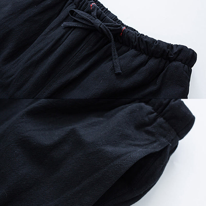 Pantaloni da uomo in pile di cotone con coulisse e tasche, modello Buddha Stones Winter Solid