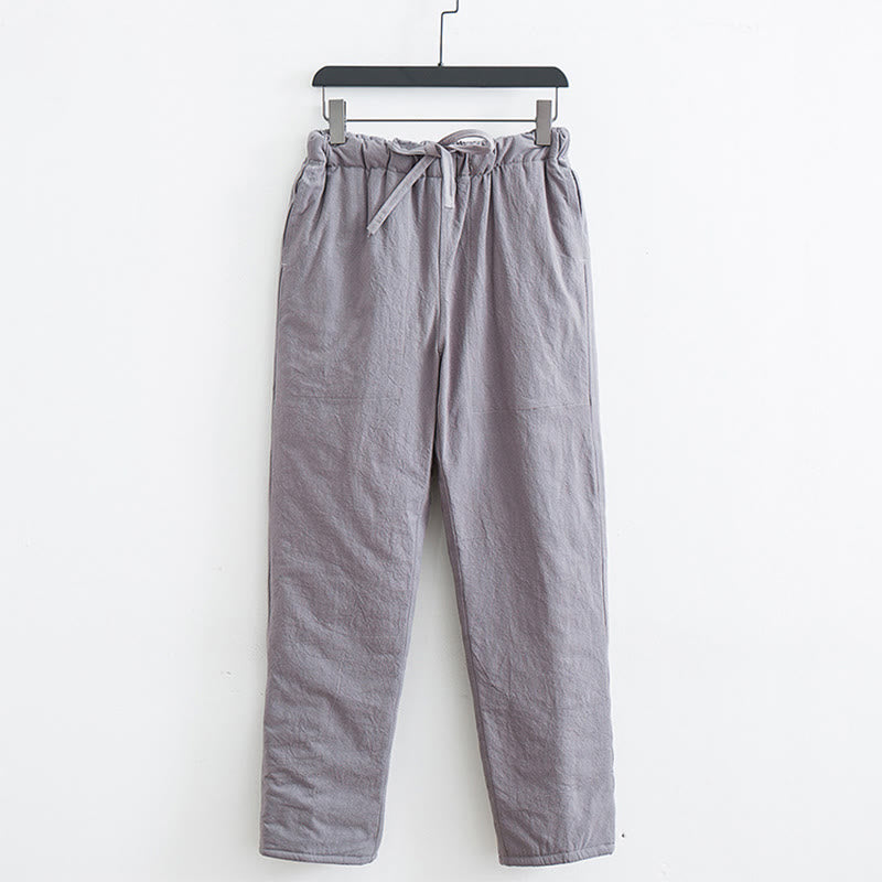 Pantaloni da uomo in pile di cotone con coulisse e tasche, modello Buddha Stones Winter Solid