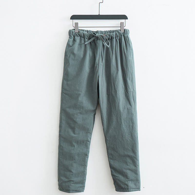Pantaloni da uomo in pile di cotone con coulisse e tasche, modello Buddha Stones Winter Solid